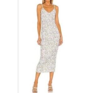 AFRM REVOLVE Women Slip Dress Amina Midi Dress Beige Print Medium A000494